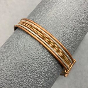 Multi Strand Bangle Bracelet Open Cuff Copper Silver Gold Rope As Is Retro Boho